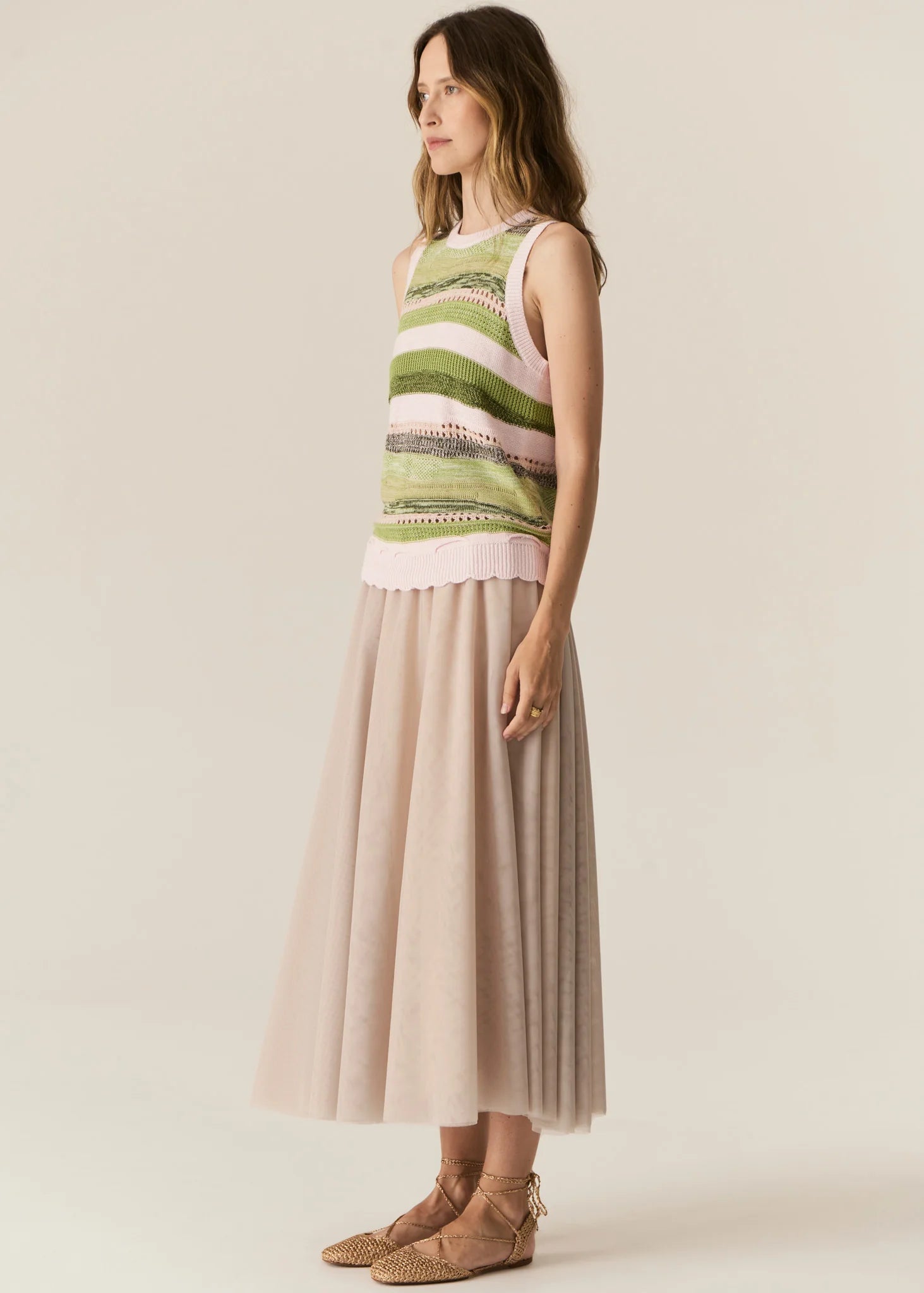 POL Marc Multistripe Tank in Pink Multi - the tartan fox
