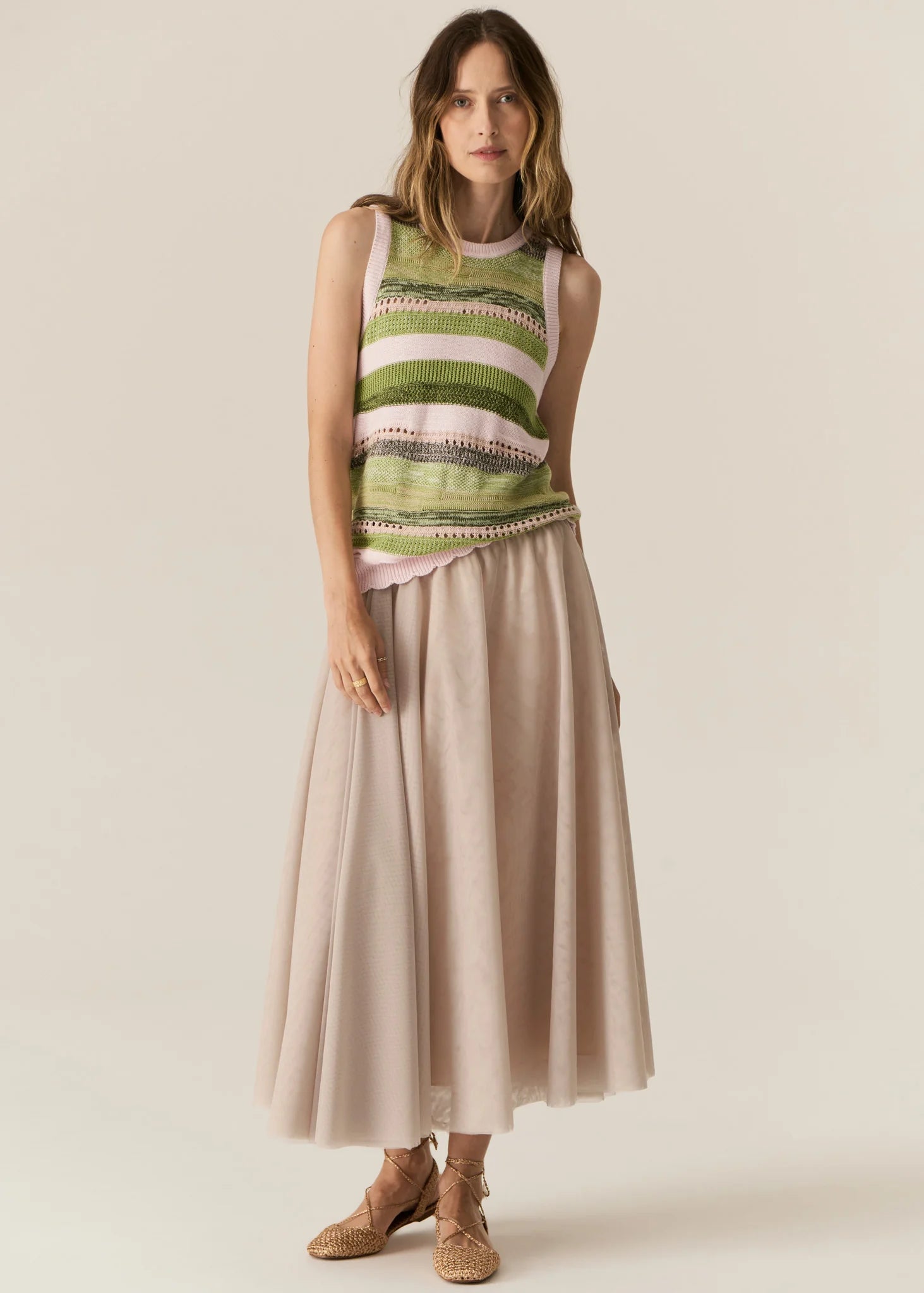 POL Marc Multistripe Tank in Pink Multi - the tartan fox