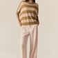POL Milton Stripe Knit in Khaki / Pink - the tartan fox