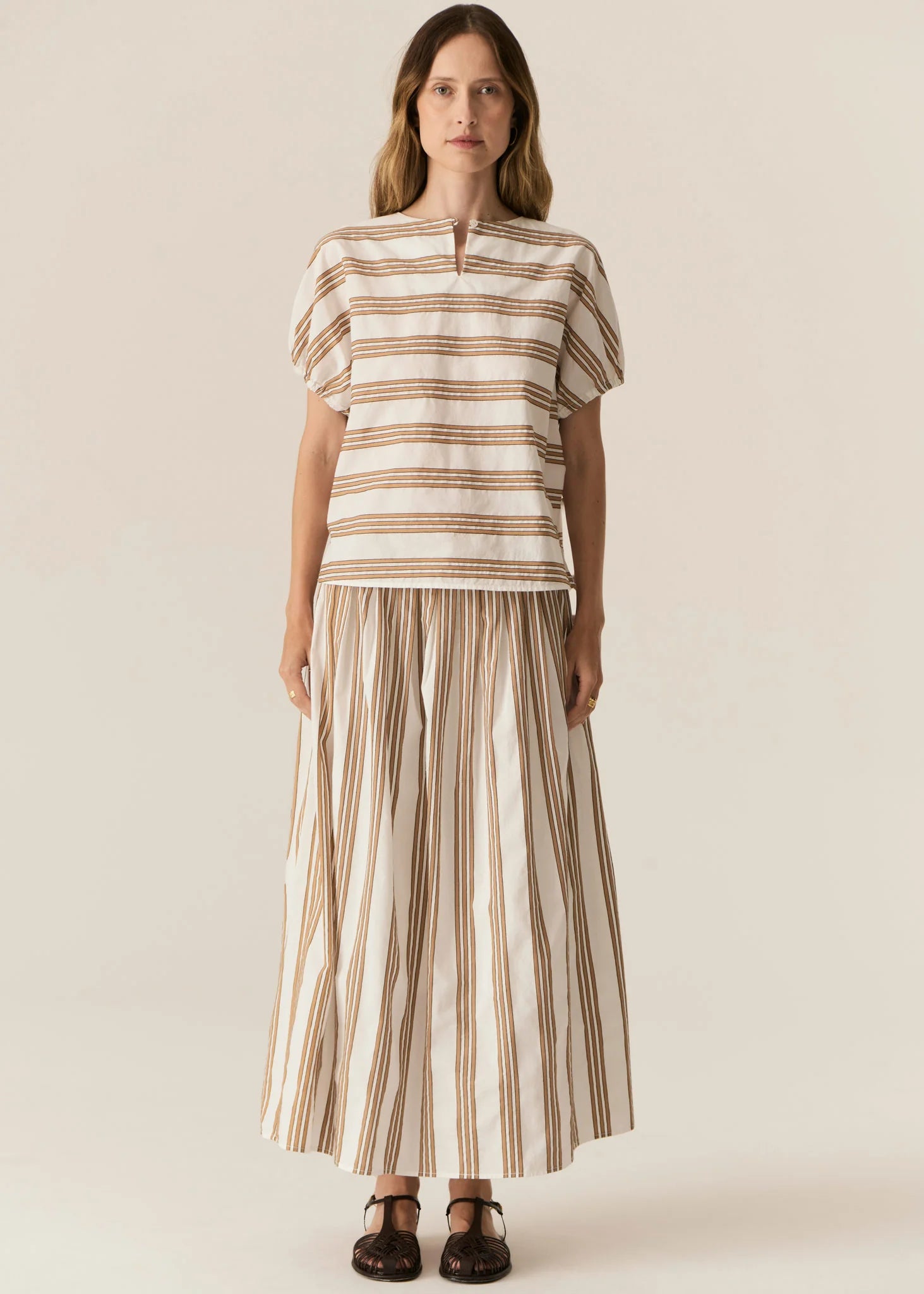 POL Parc Reversible Top in Camel Stripe - the tartan fox