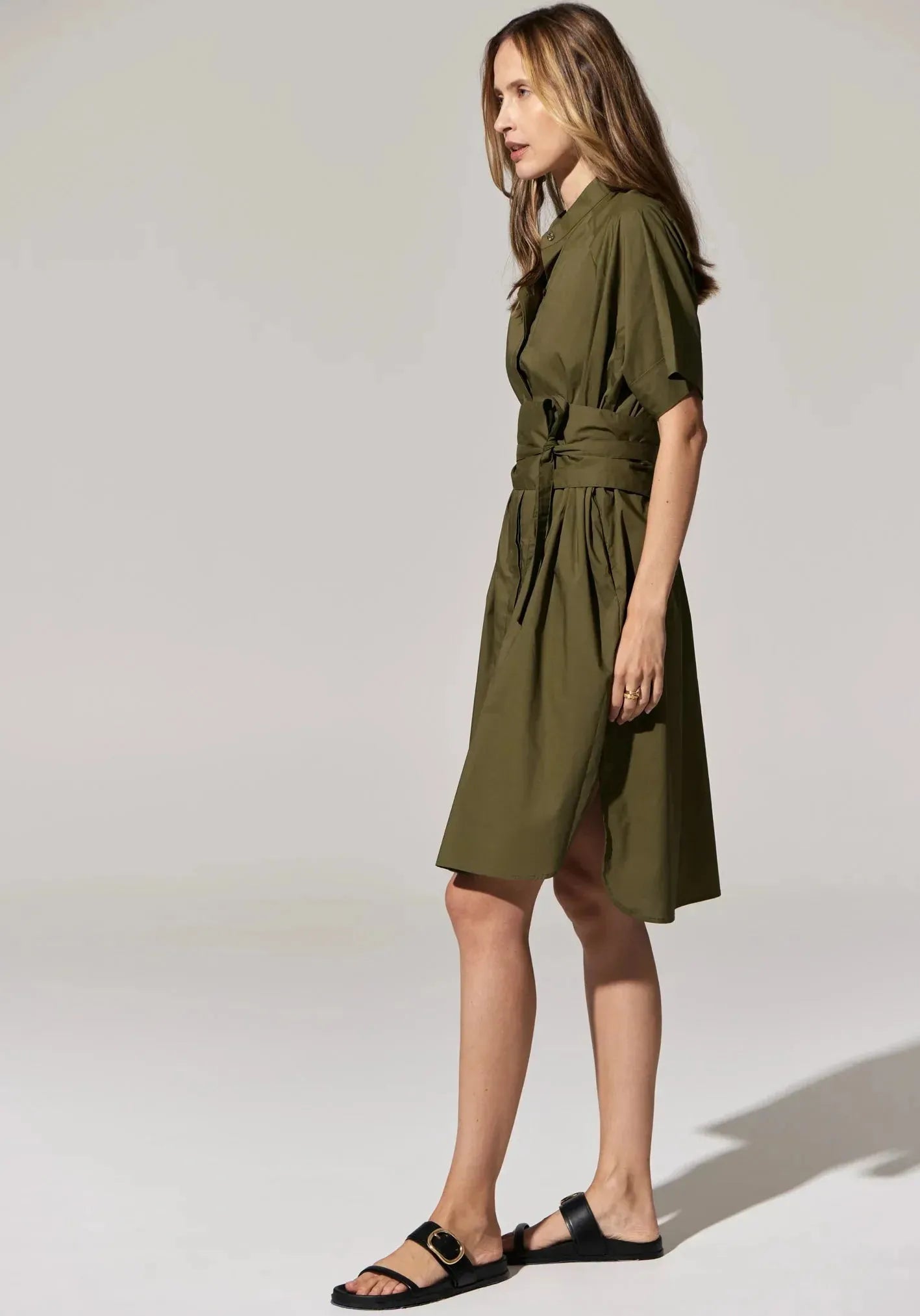 POL Toya Shirt Dress in Khaki - the tartan fox