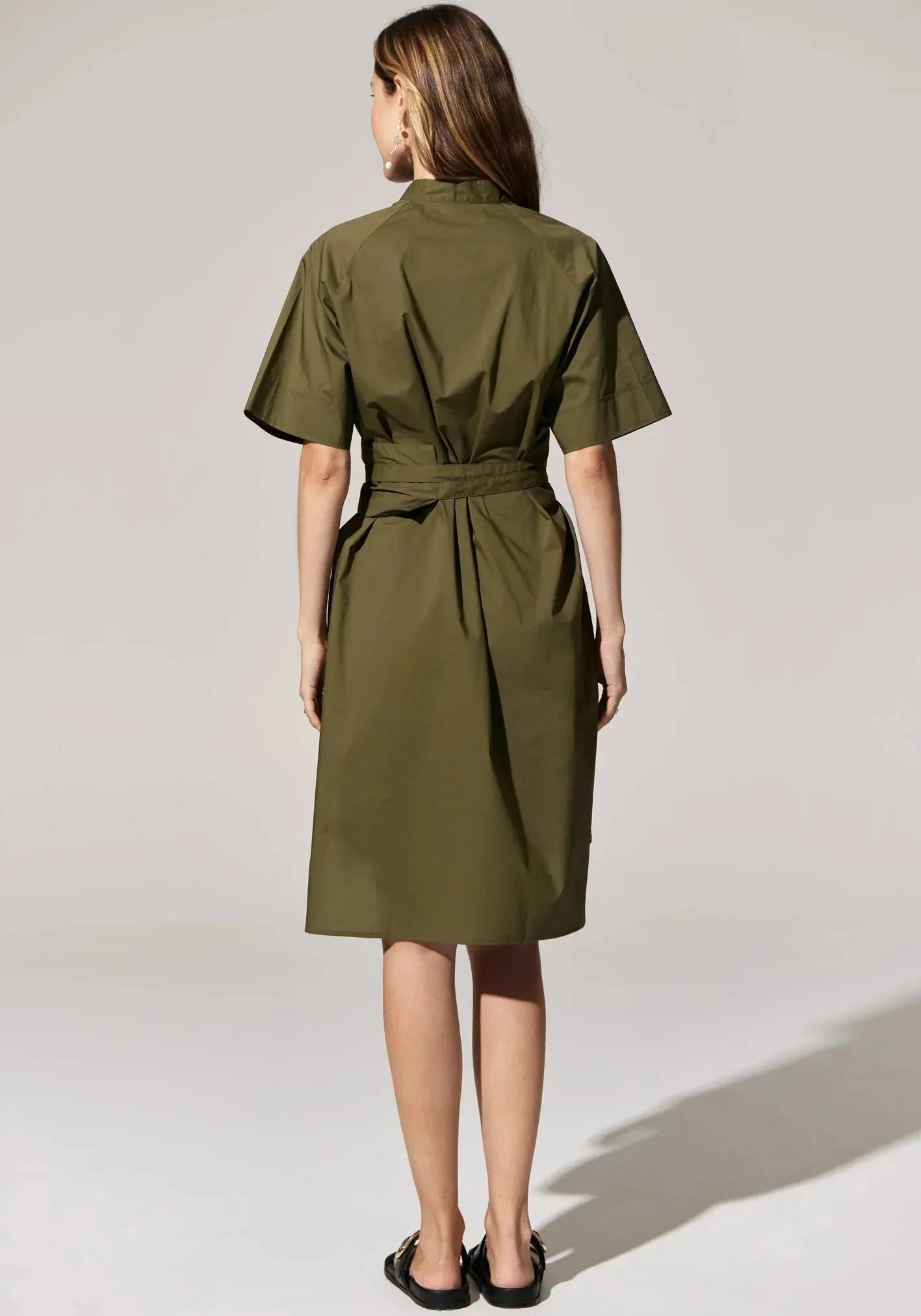 POL Toya Shirt Dress in Khaki - the tartan fox