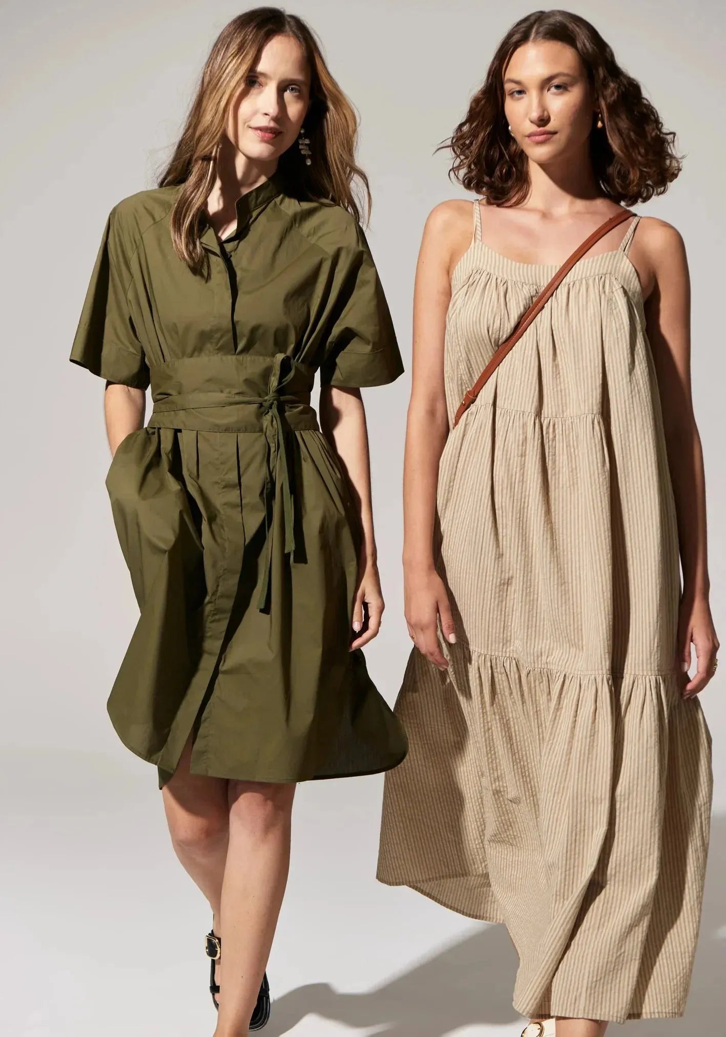 POL Toya Shirt Dress in Khaki - the tartan fox