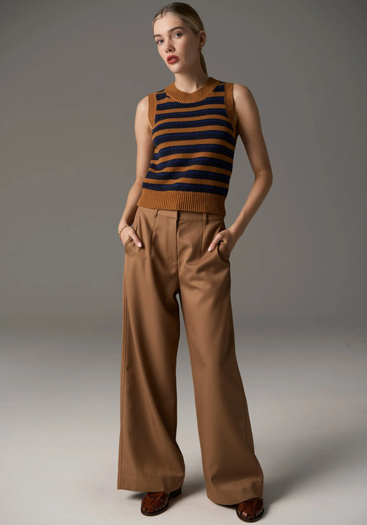 POL Utopia Vest Stripe in Toffee Multi - the tartan fox