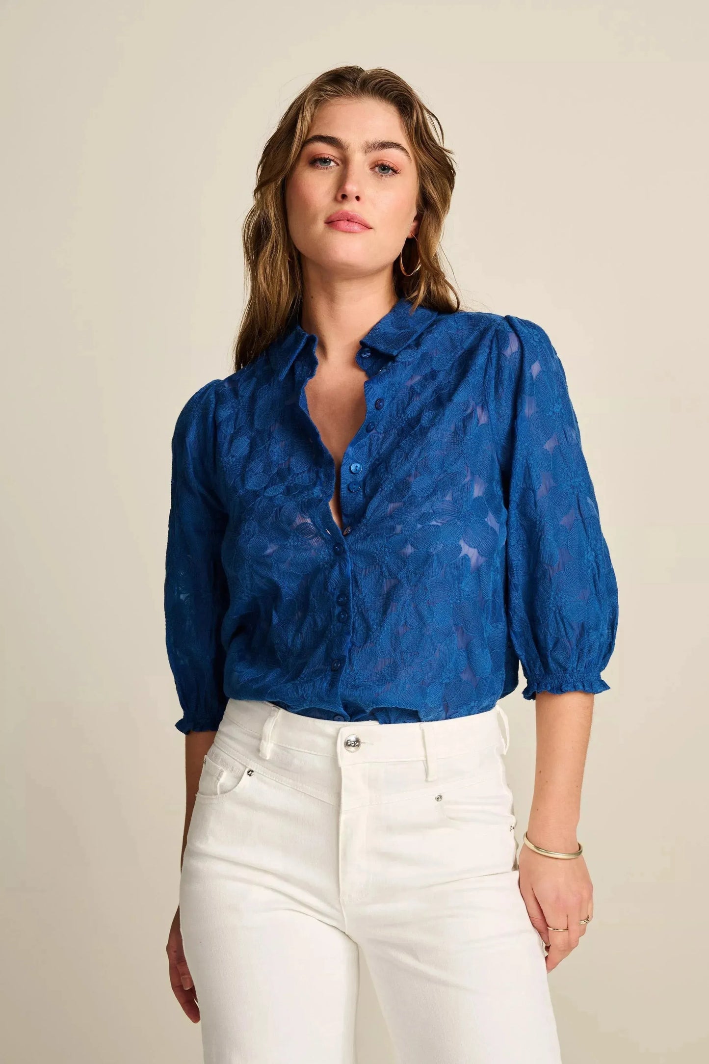 POM Amsterdam Blouse in Blue Ink - the tartan fox