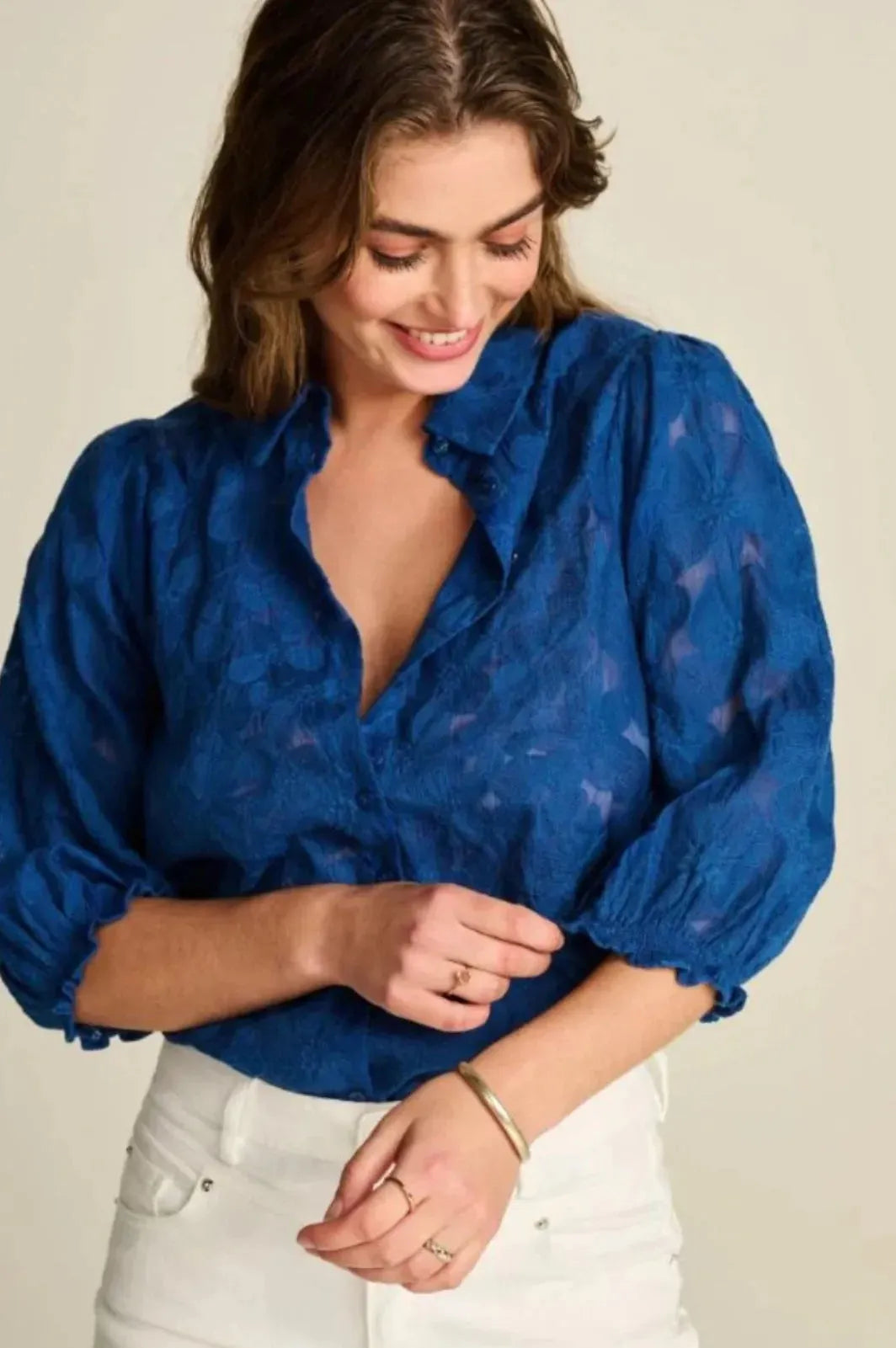 POM Amsterdam Blouse in Blue Ink - the tartan fox