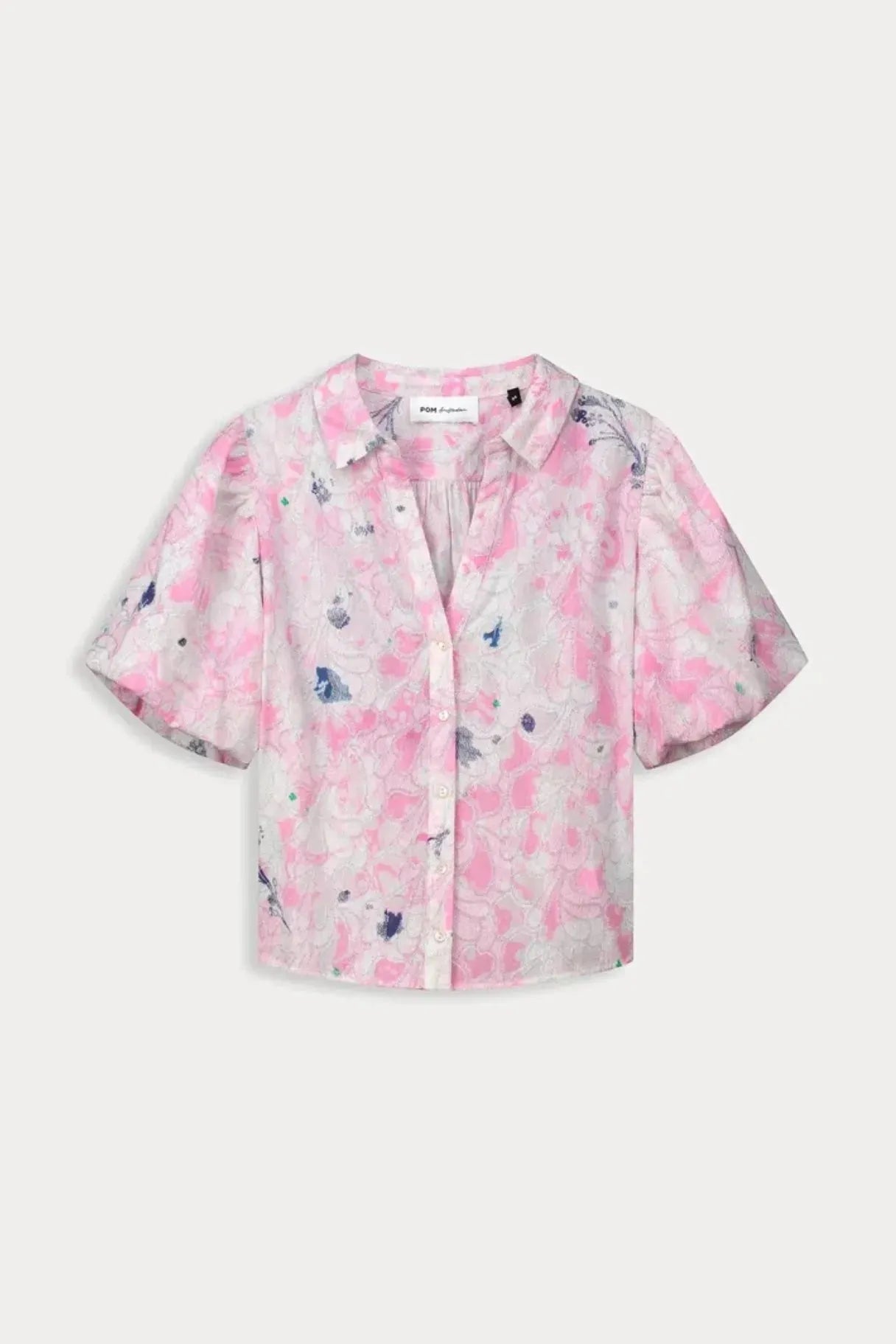 POM Amsterdam Blouse in Shine Lilies Pink - the tartan fox