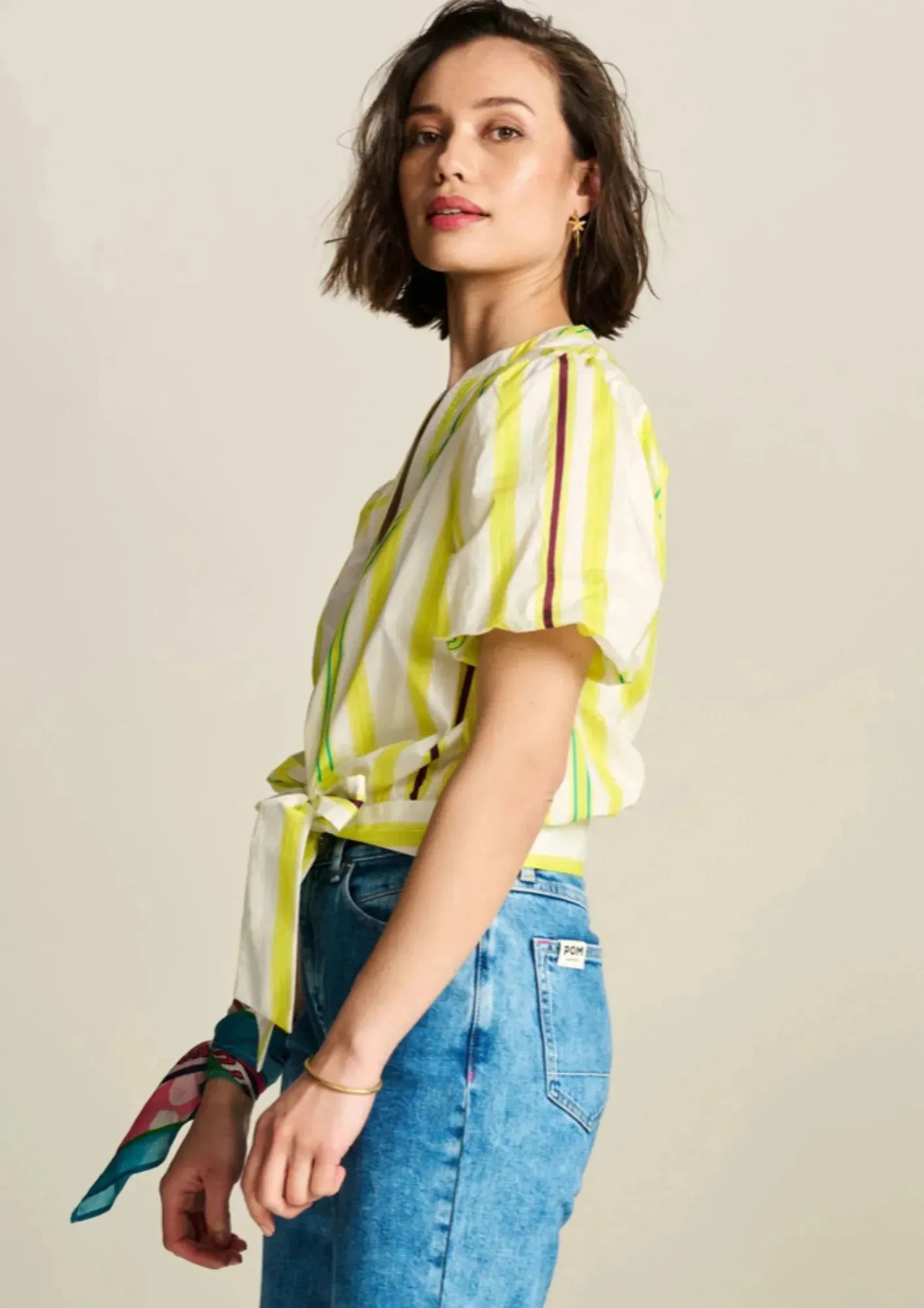 POM Amsterdam Blouse in Striped Lemon - the tartan fox