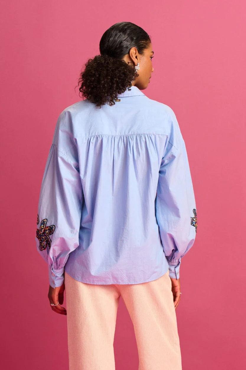 POM Amsterdam Blouse Maxime in Ice Blue - the tartan fox