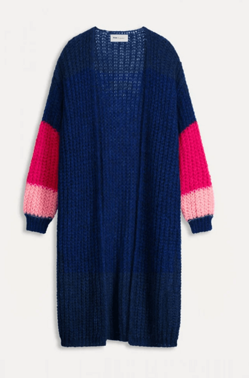 POM Amsterdam Cardigan in Eternal Blue and Blush - the tartan fox