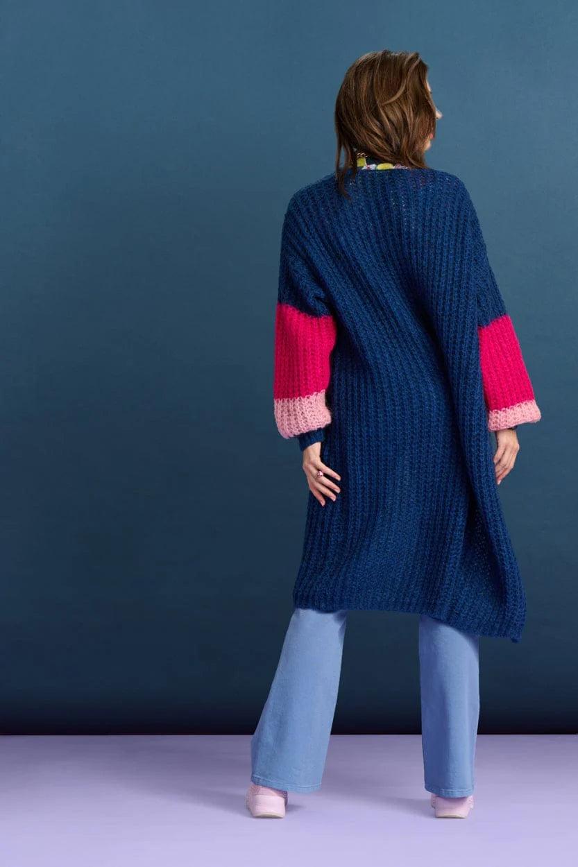 POM Amsterdam Cardigan in Eternal Blue and Blush - the tartan fox