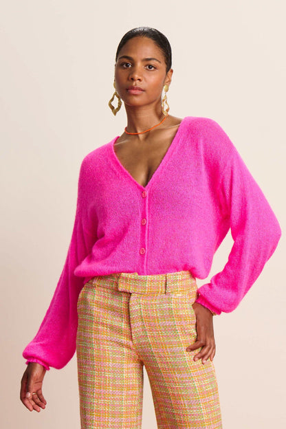 POM Amsterdam Cardigan in Neon Pink - the tartan fox