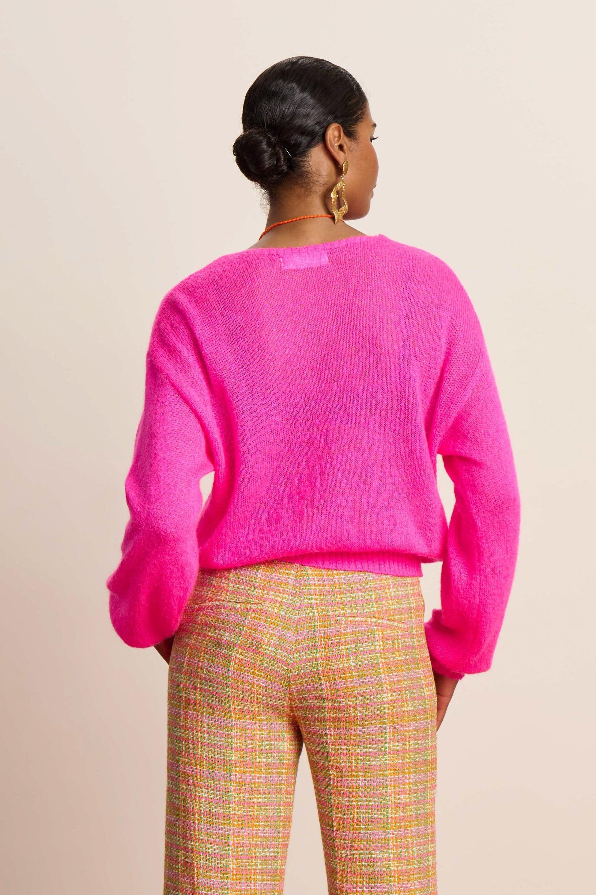 POM Amsterdam Cardigan in Neon Pink - the tartan fox