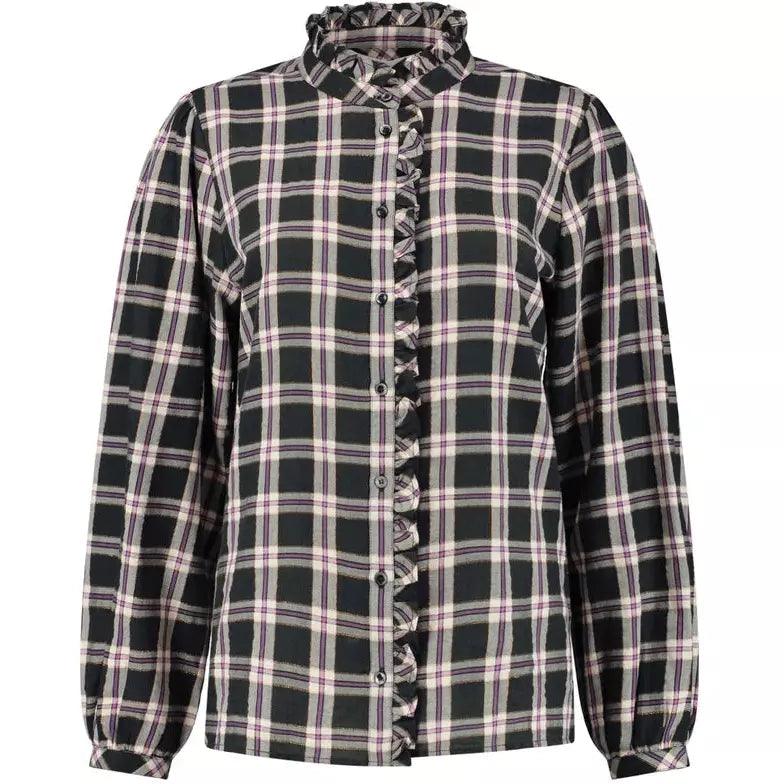 POM Amsterdam Checks Blouse in Anthracite - the tartan fox