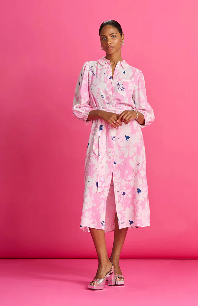 POM Amsterdam Dress in Beau Lilies Pink - the tartan fox