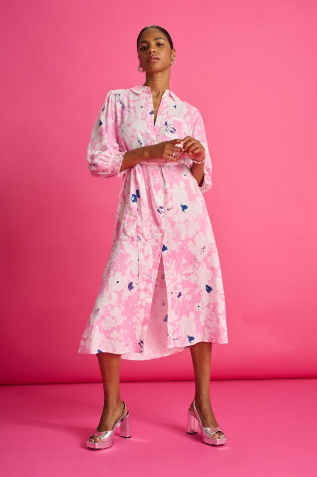 POM Amsterdam Dress in Beau Lilies Pink - the tartan fox