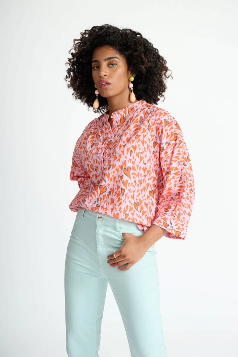 POM Amsterdam Heart to Heart Blouse in Pink - the tartan fox