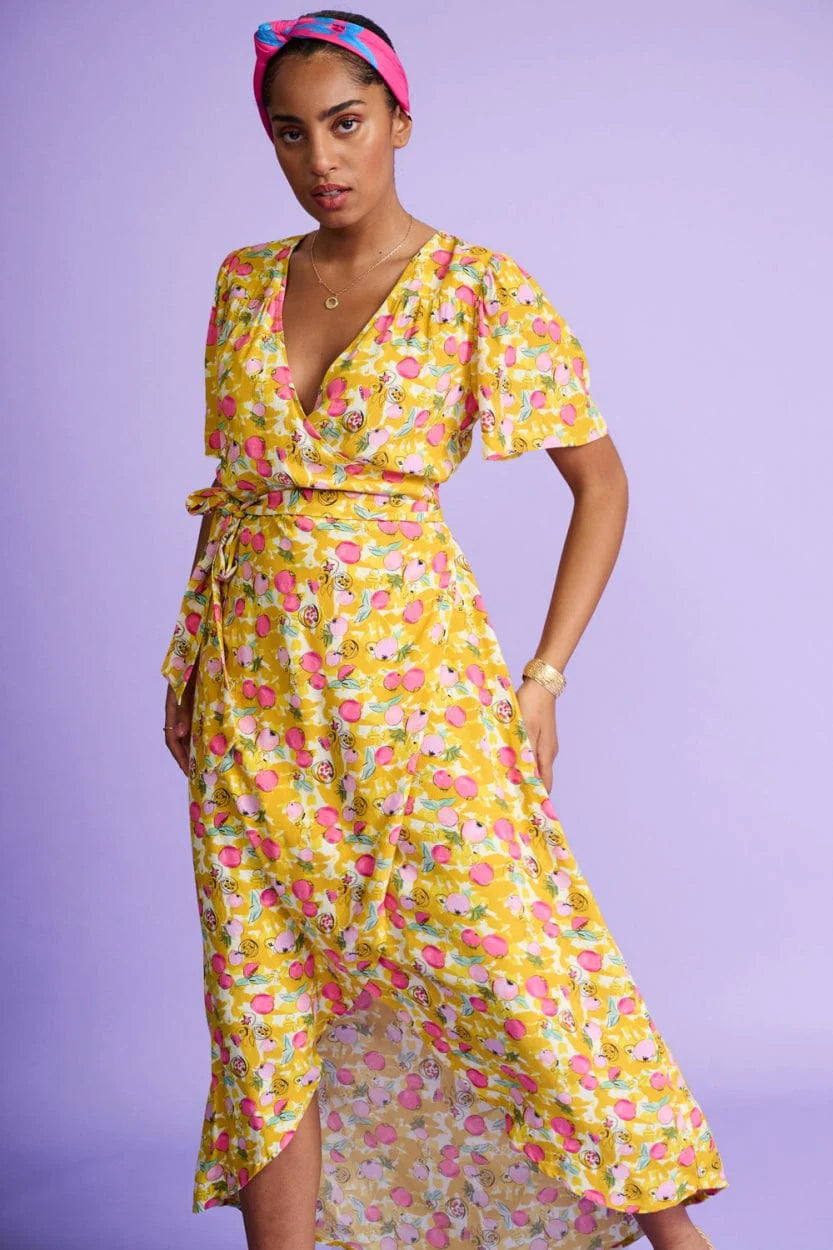 POM Amsterdam Pomegranate Dress in Yellow - the tartan fox