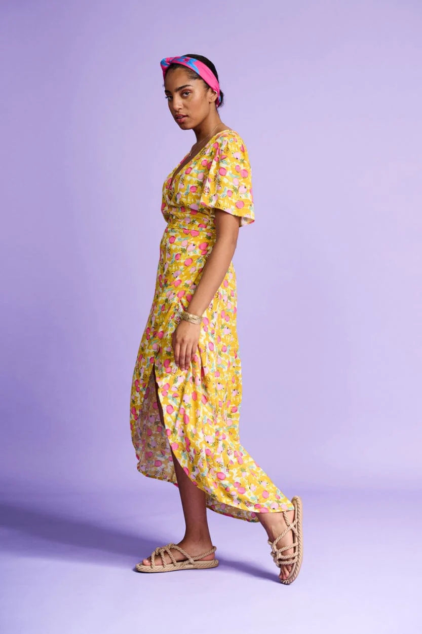 POM Amsterdam Pomegranate Dress in Yellow - the tartan fox