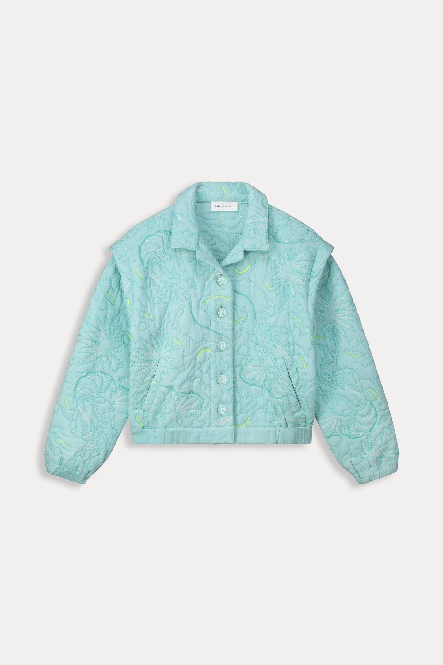 POM Amsterdam Quilted Jacket in Aqua - the tartan fox