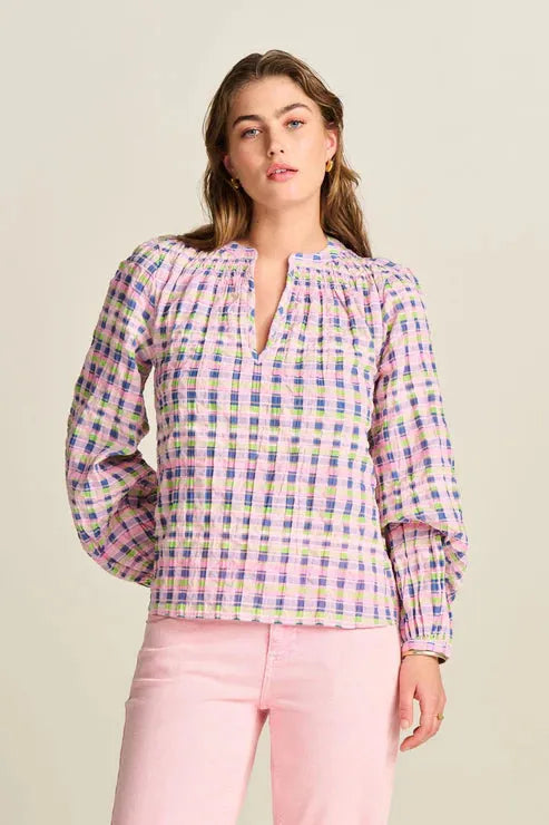 POM Amsterdam Top in Checks Pink - the tartan fox