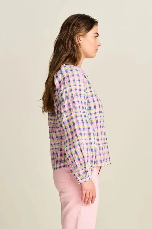 POM Amsterdam Top in Checks Pink - the tartan fox