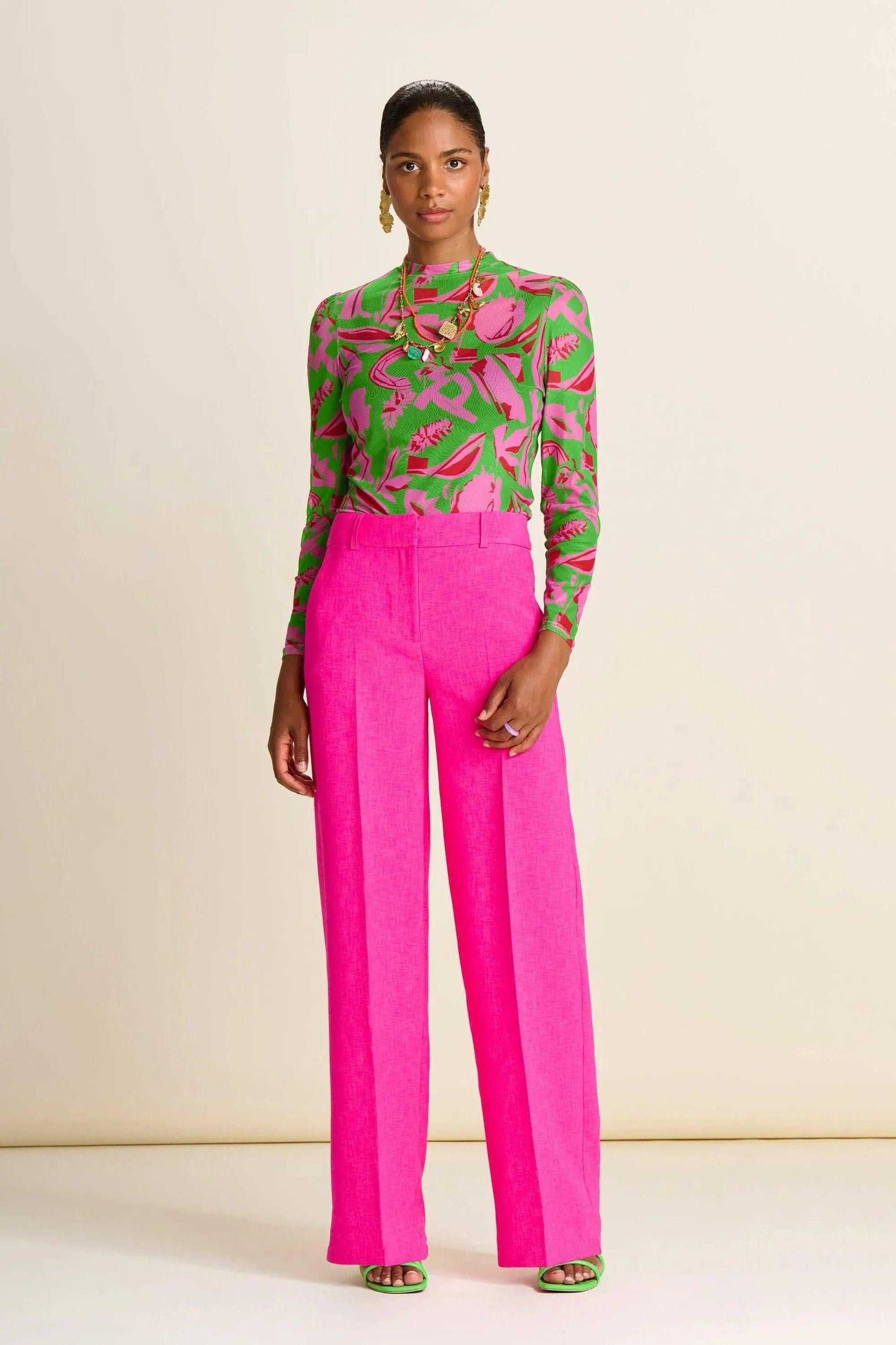 POM Amsterdam Wide Leg Pant in Pink Glow - the tartan fox