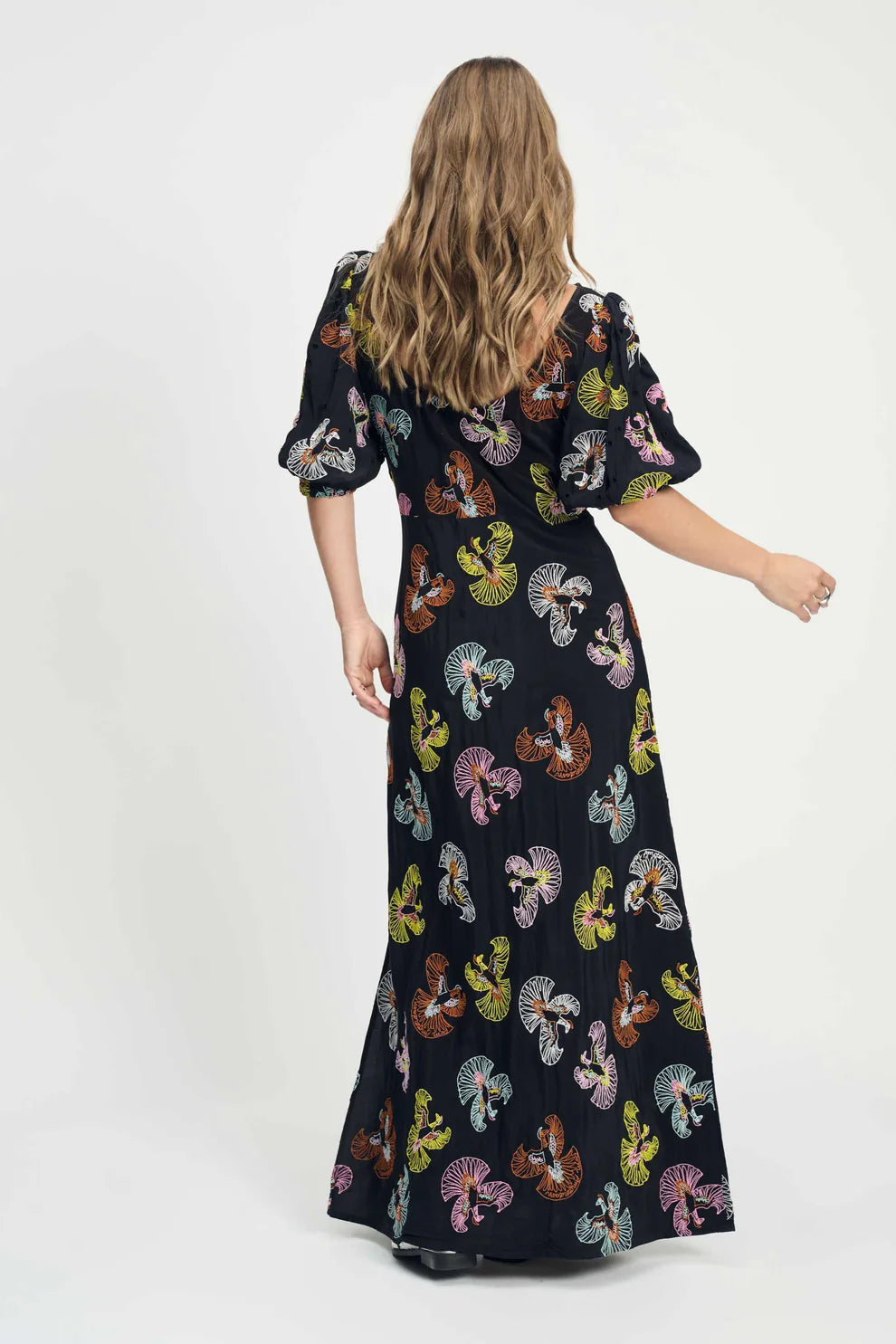 POM Dress - Embroidery Sky in Black - the tartan fox