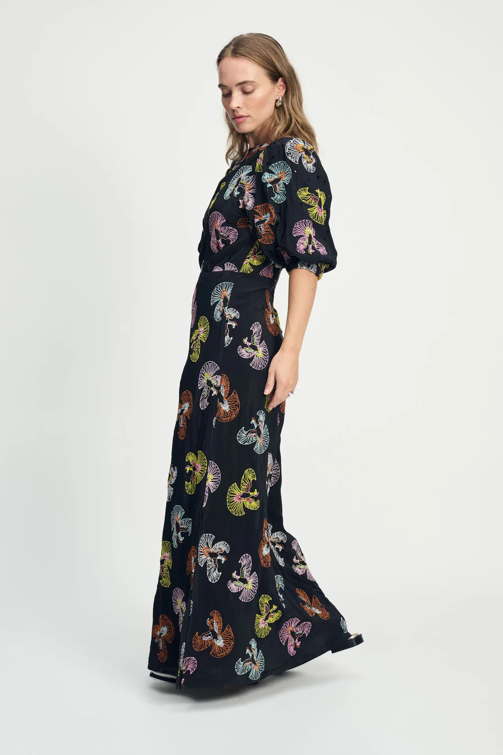 POM Dress - Embroidery Sky in Black - the tartan fox