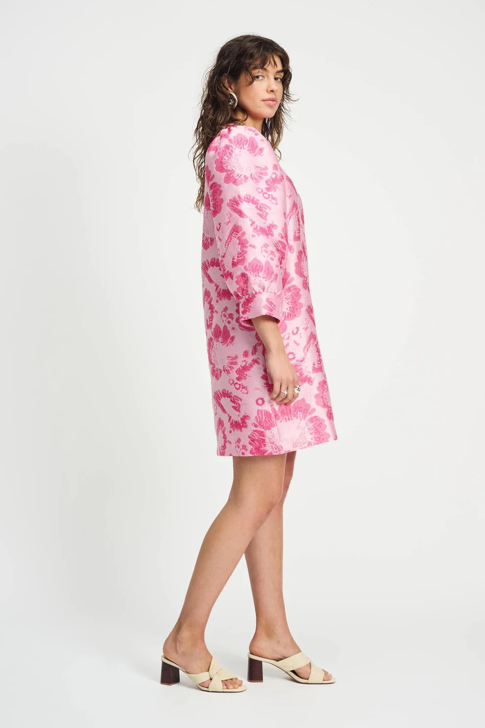 POM Jacquard Dress in Floral Raspberry - the tartan fox
