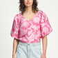 POM Jacquard Top in Floral Jacquard Raspberry - the tartan fox