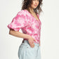 POM Jacquard Top in Floral Jacquard Raspberry - the tartan fox