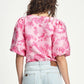 POM Jacquard Top in Floral Jacquard Raspberry - the tartan fox