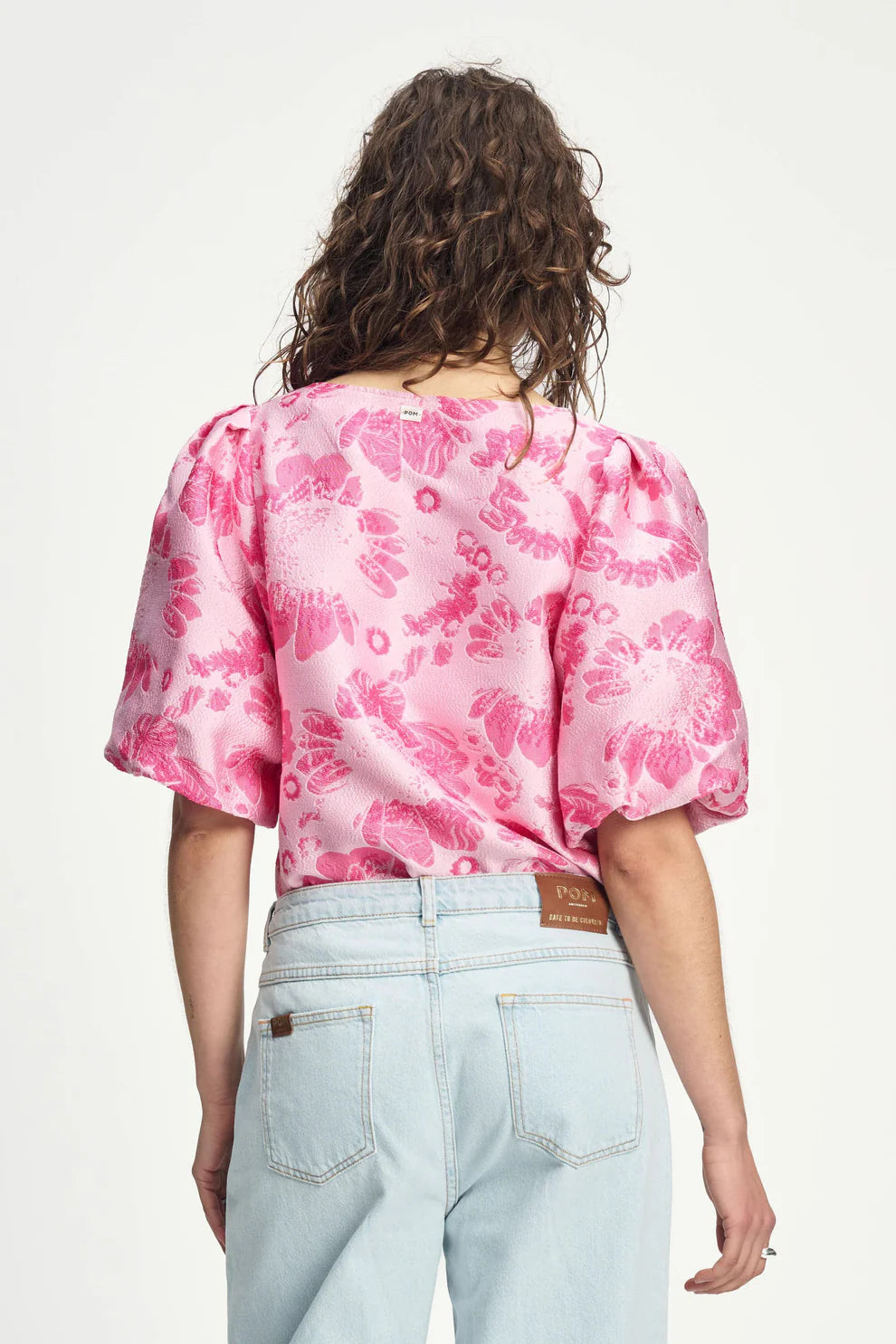 POM Jacquard Top in Floral Jacquard Raspberry - the tartan fox