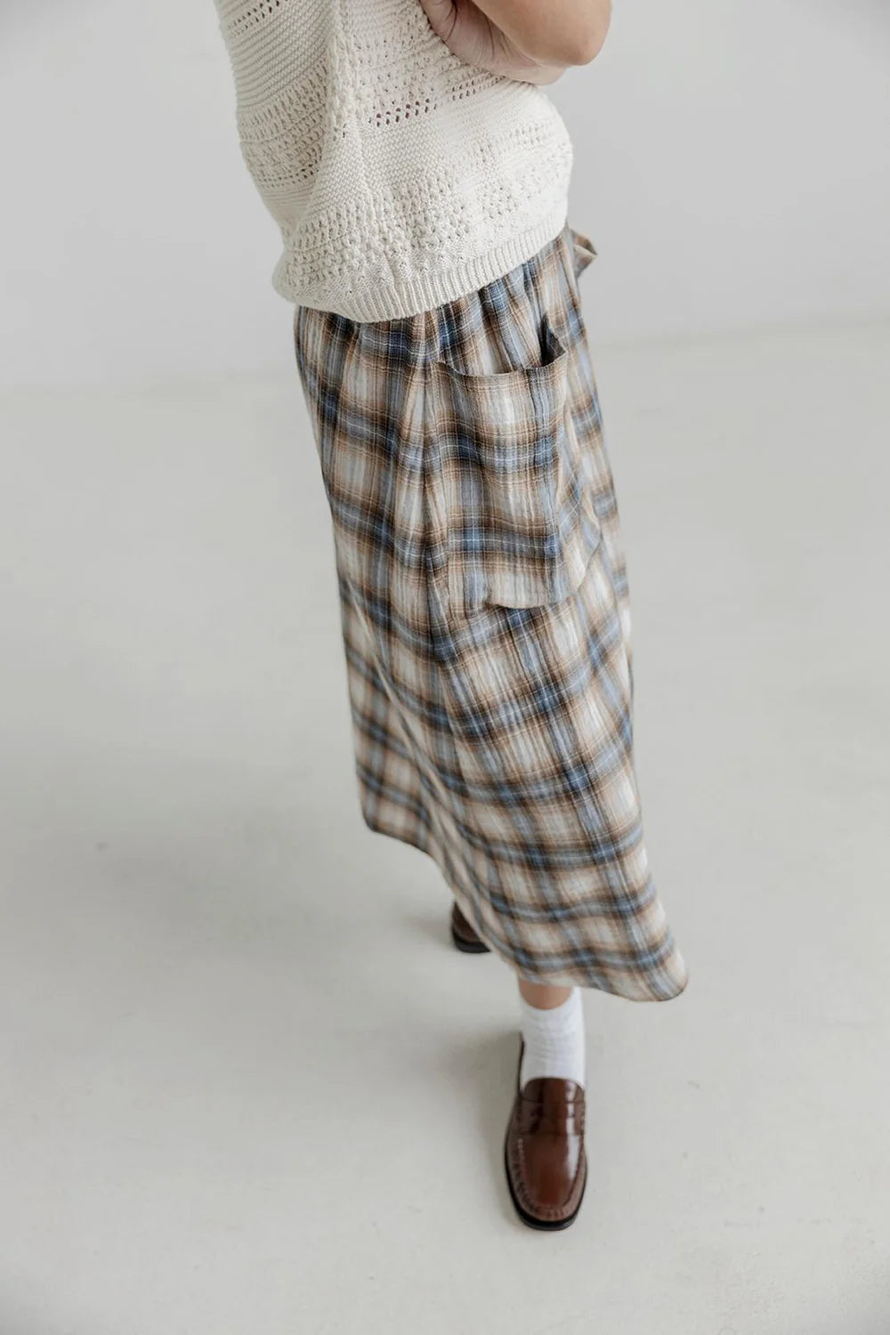 Project AJ117 Madge Skirt in Indigo Check - the tartan fox