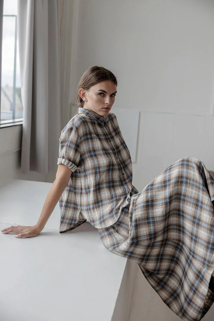 Project AJ117 Messa Shirt in Indigo Check - the tartan fox