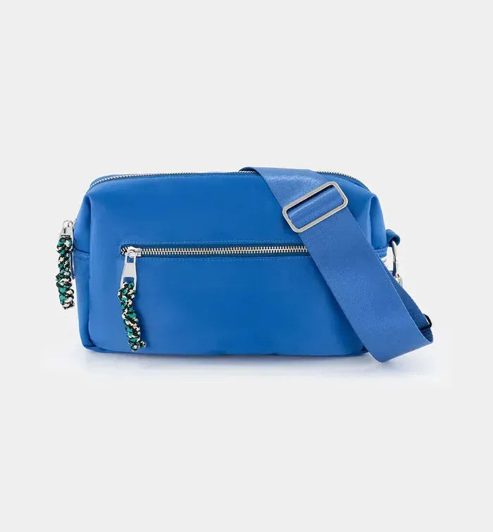 Radical Yes True North Nylon Clutch in Retro Blue Sporty Satin - the tartan fox