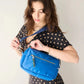 Radical Yes True North Nylon Clutch in Retro Blue Sporty Satin - the tartan fox