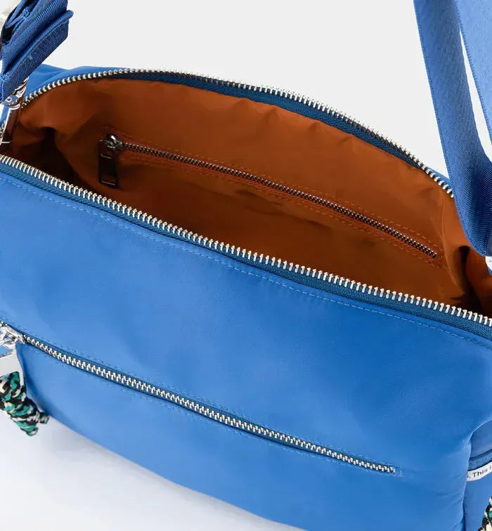 Radical Yes True North Nylon Clutch in Retro Blue Sporty Satin - the tartan fox