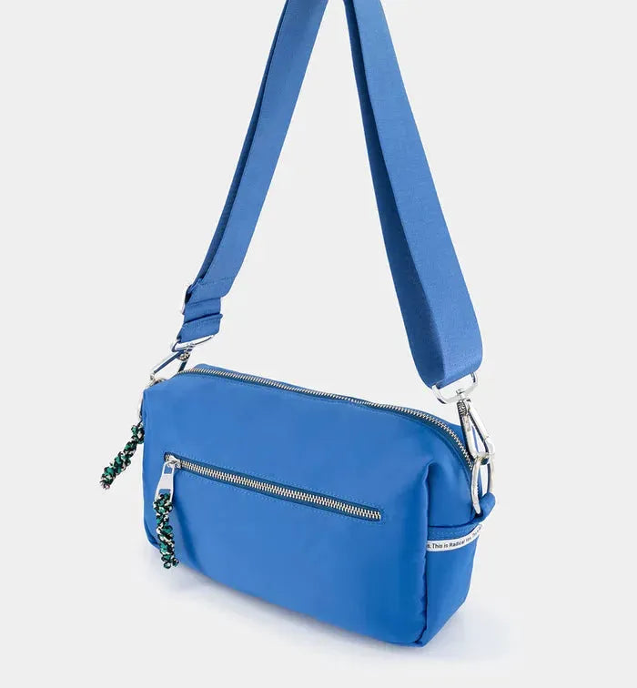 Radical Yes True North Nylon Clutch in Retro Blue Sporty Satin - the tartan fox