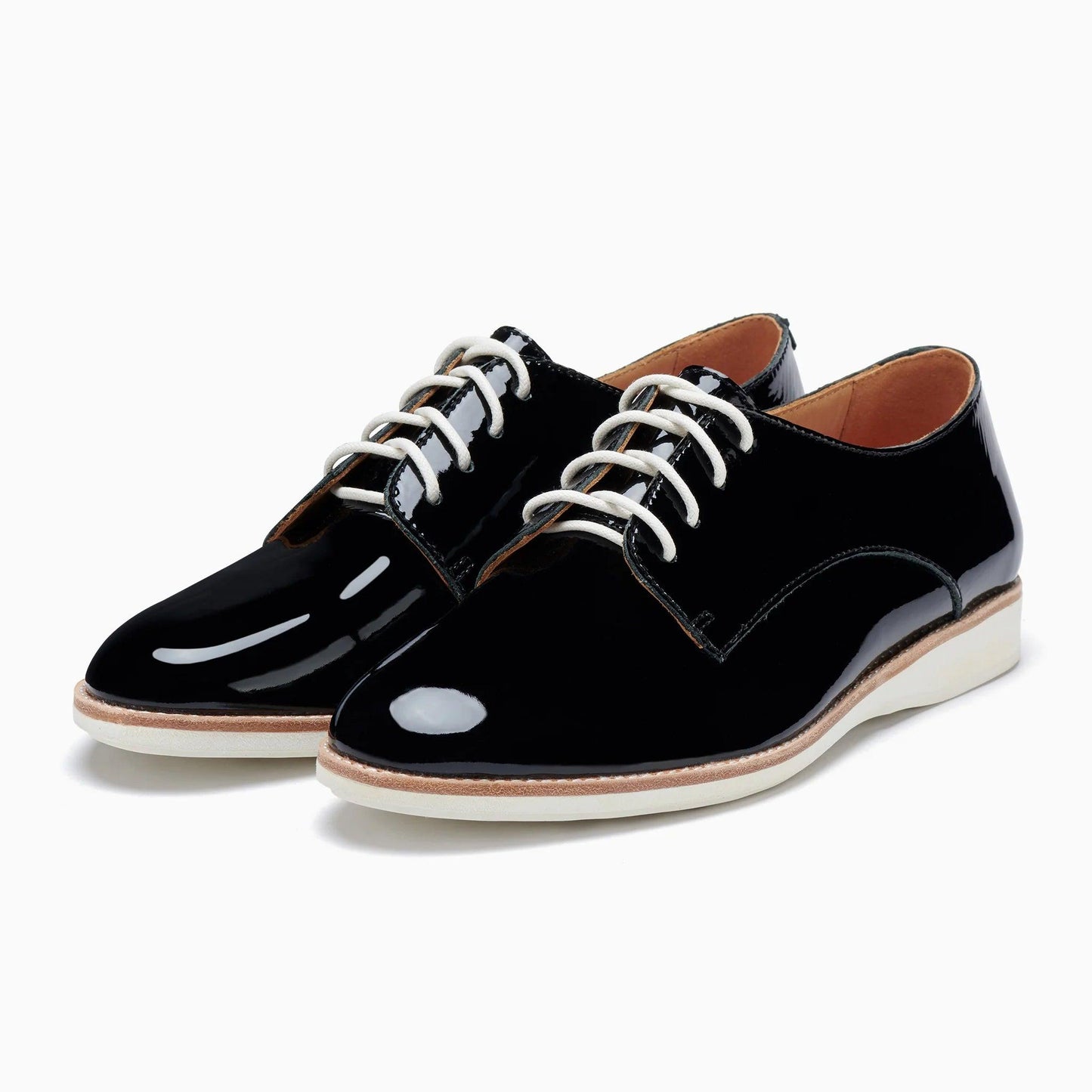 Rollie Derby Supersoft in Black Patent Crinkle Leather - the tartan fox