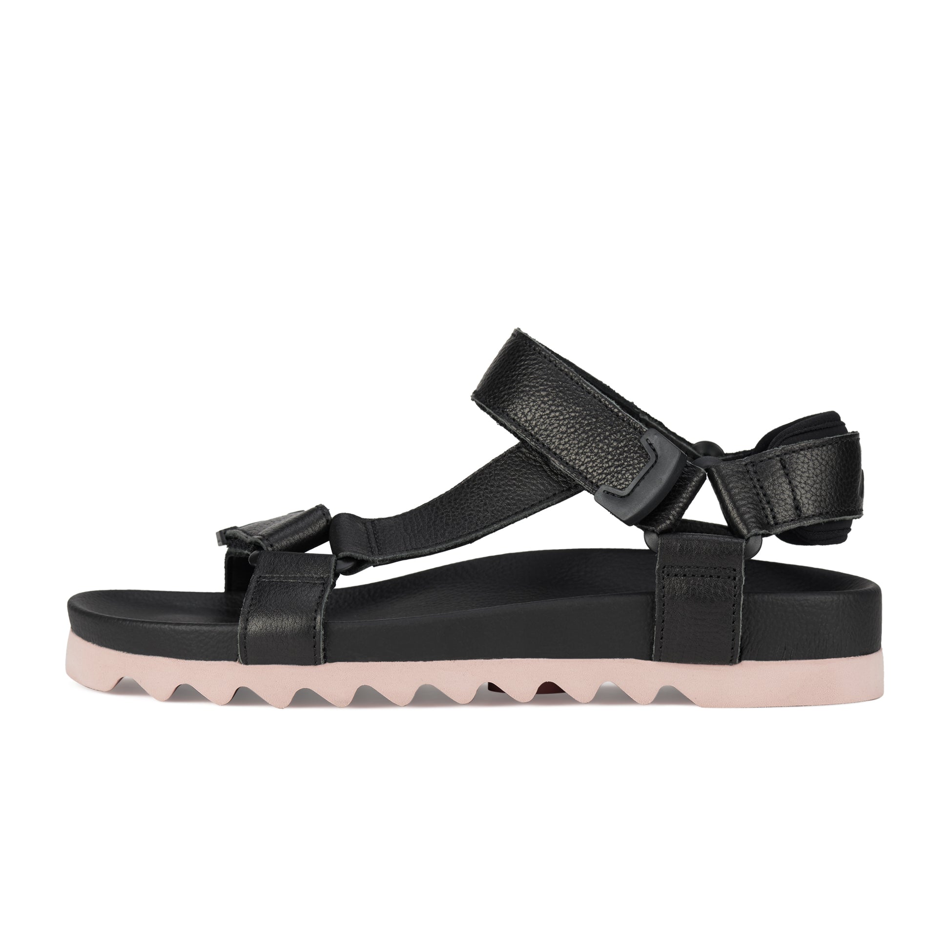 Rollie Sandal Tooth Wedge in Black/Pink - the tartan fox
