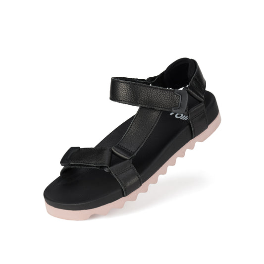 Rollie Sandal Tooth Wedge in Black/Pink - the tartan fox