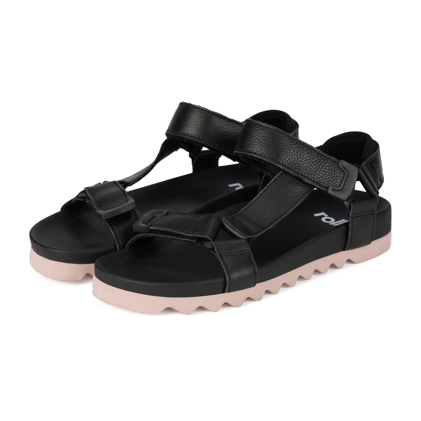 Rollie Sandal Tooth Wedge in Black/Pink - the tartan fox