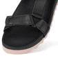 Rollie Sandal Tooth Wedge in Black/Pink - the tartan fox
