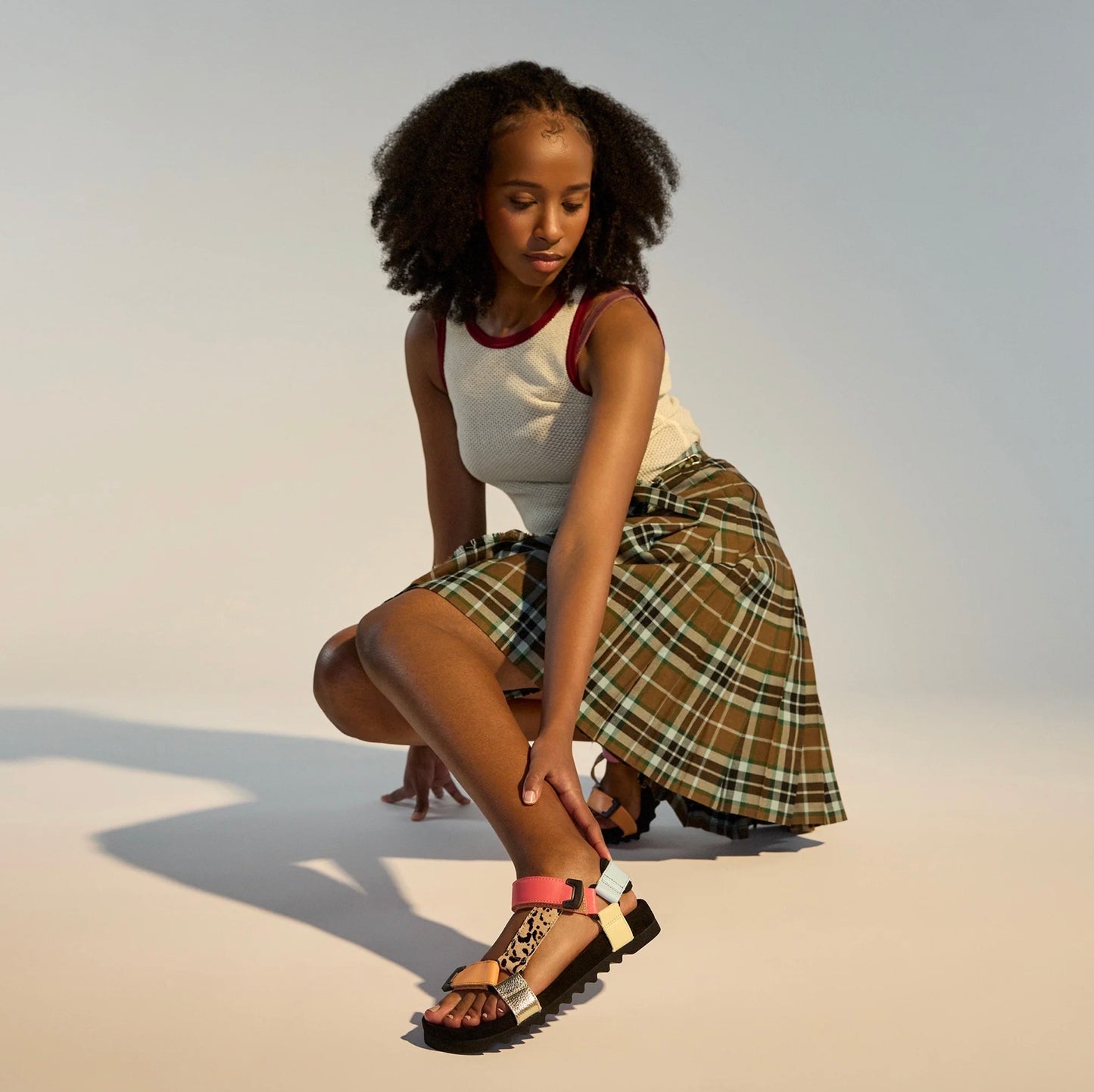 Rollie Sandal Tooth Wedge Multi Leopard