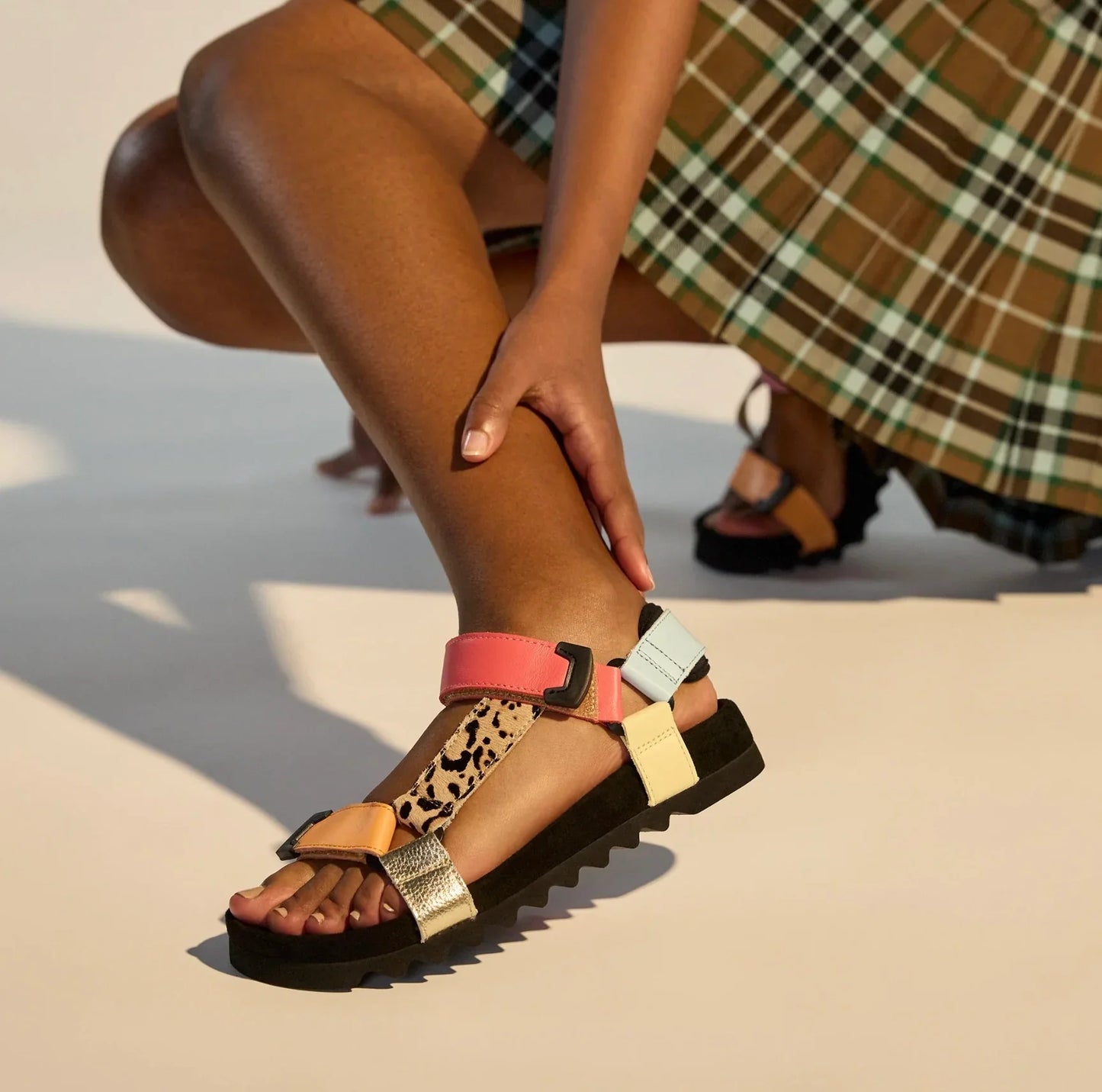 Rollie Sandal Tooth Wedge Multi Leopard
