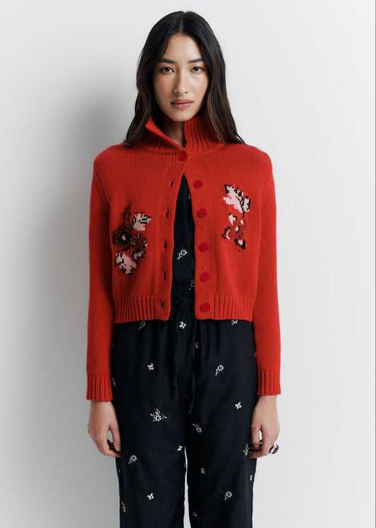 Romy Lara Cardigan in Red - the tartan fox