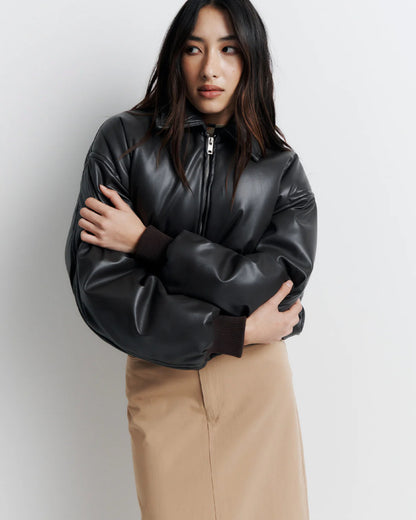 Romy Padded Bomber Jacket in Chocolate - the tartan fox