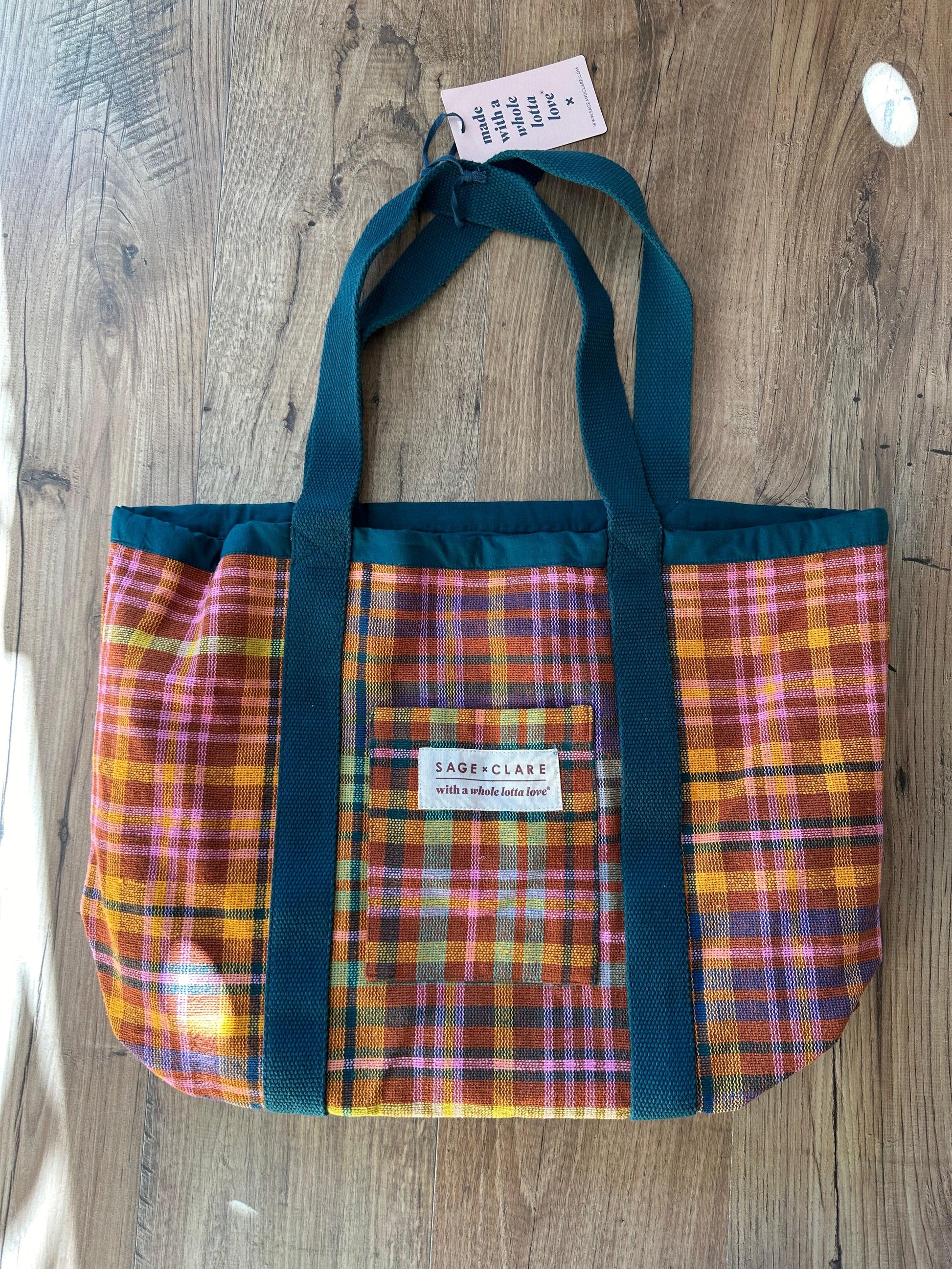 Sage and Clare Telma Woven Tote - the tartan fox